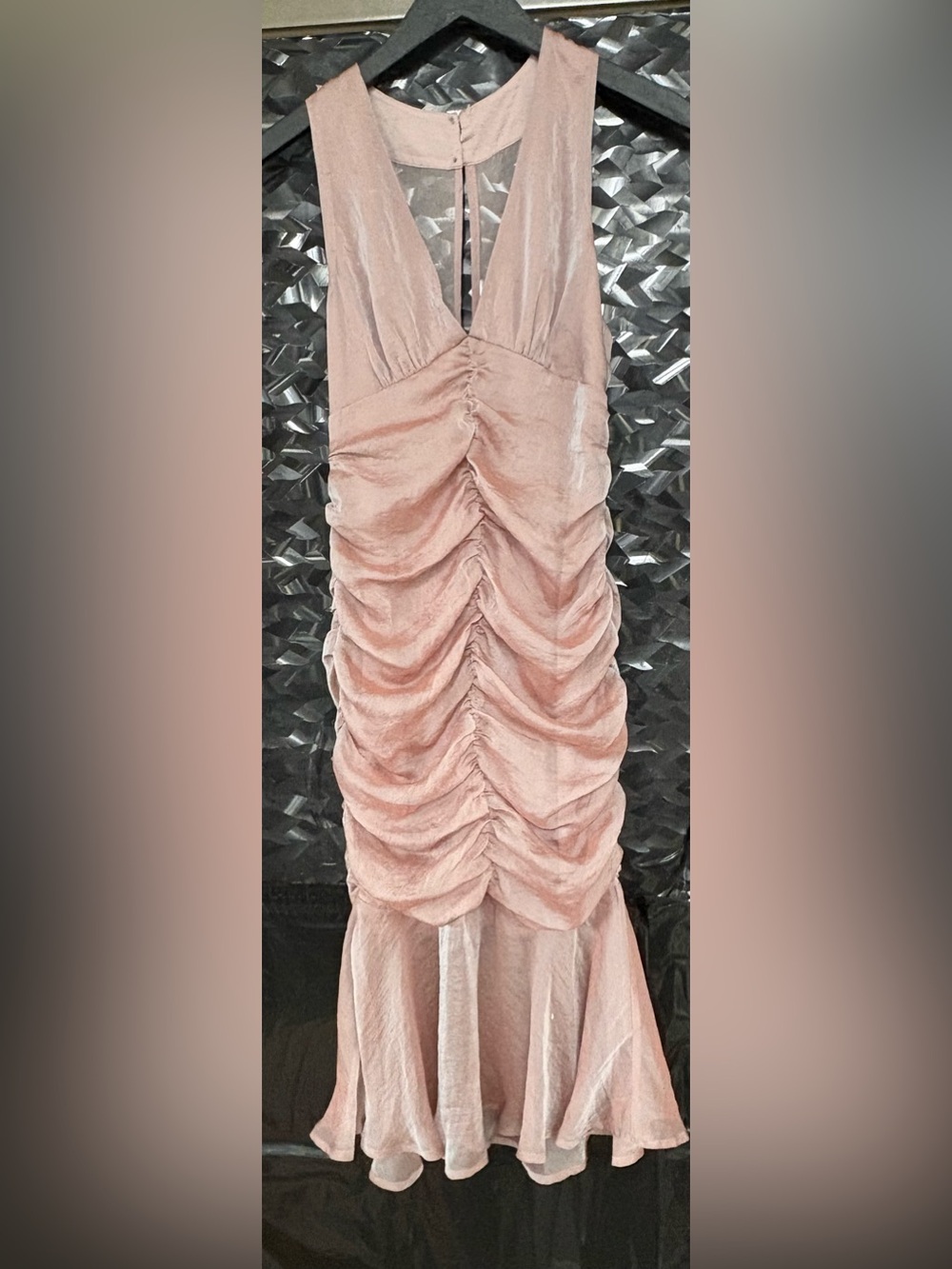 Urban Outfitters Blush Pink Ruched Mermaid flapper Dress size small